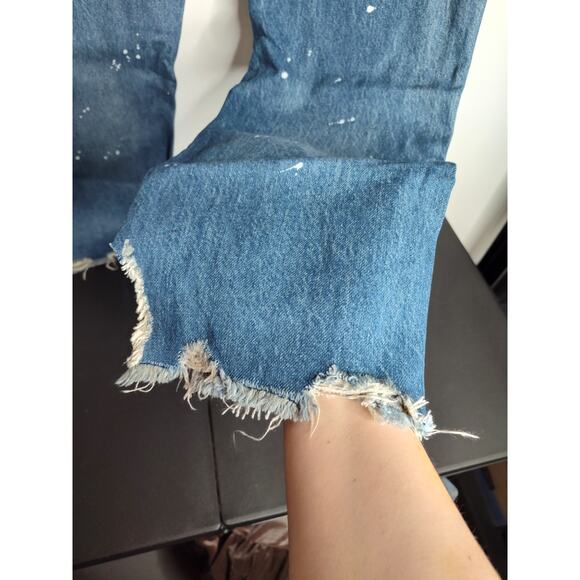 Free People We the Free Raw Hem Paint Splatter Boyfriend Fit Jeans NWOT size 29 - Picture 2 of 9